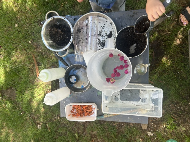 Mud kitchen overhead view